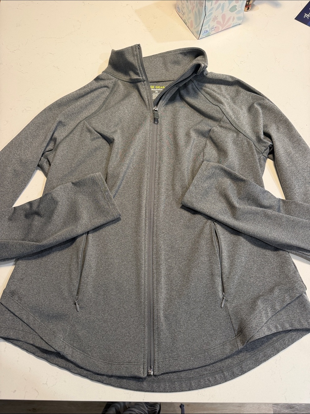 tek gear Women's Heather Gray Full-Zip Utility Jacket
